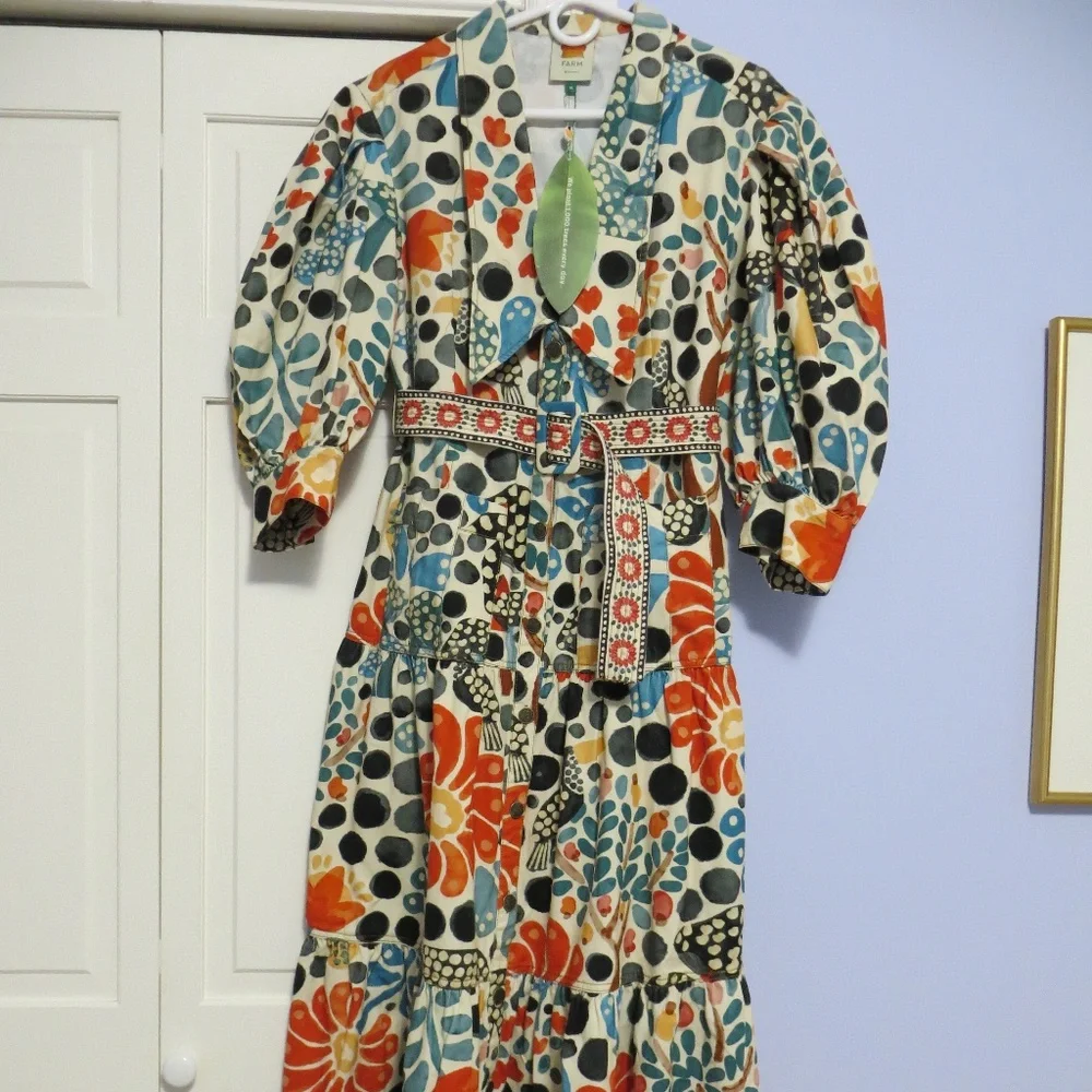 FARM Rio Cream Maxi Dress with Red, Blue & Black Floral Print - Picture 6 of 14